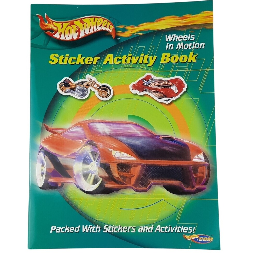 Hot Wheels Sticker Activity Coloring Book Wheels In Motion Green NEW